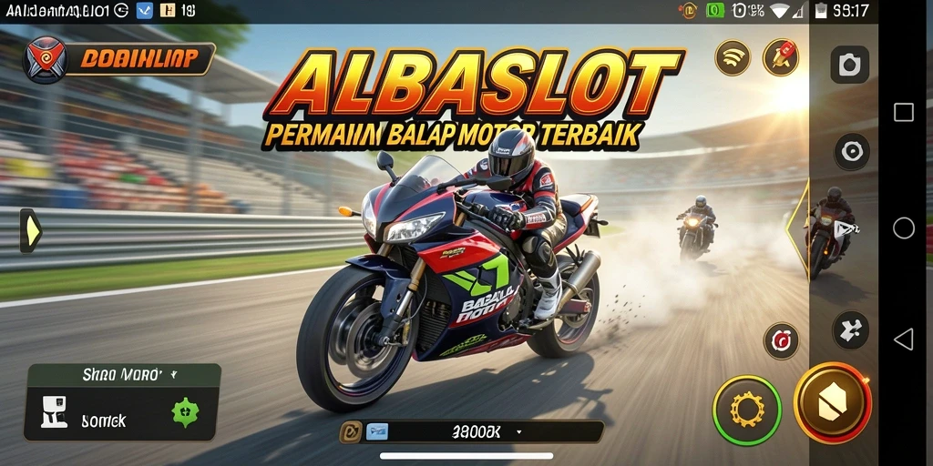 Tampilan gameplay balap motor yang mendebarkan di ALBASLOT.