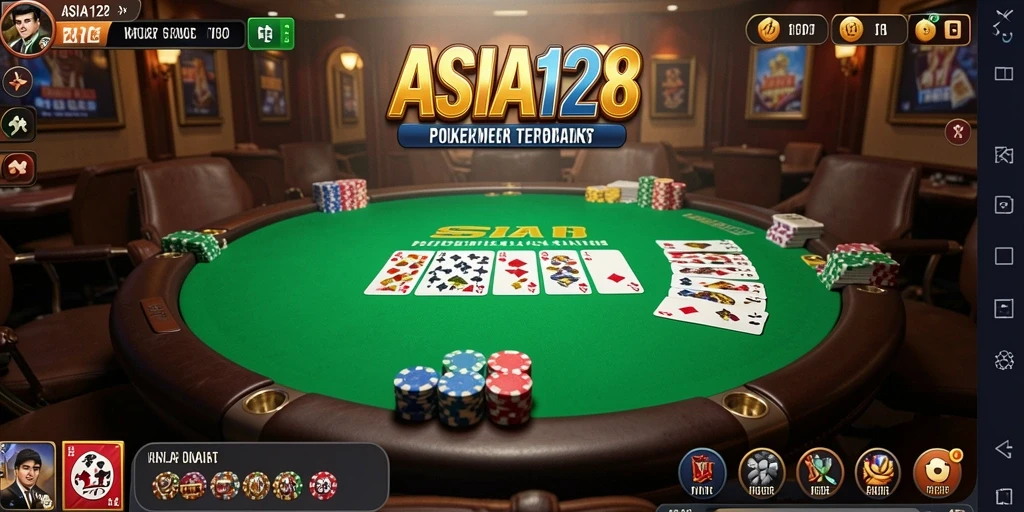 Screenshot gameplay ASIA128 menampilkan aksi seru permainan Poker.