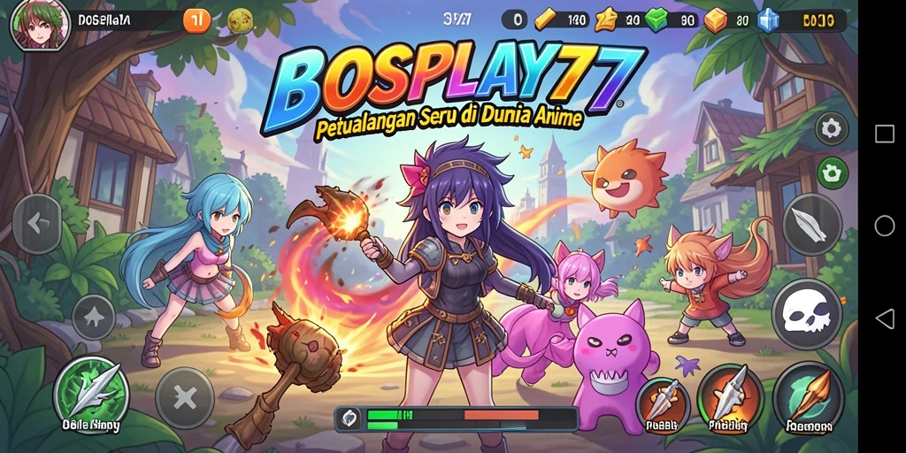 Screenshot menunjukkan karakter beraksi dalam gameplay Anime yang dinamis.