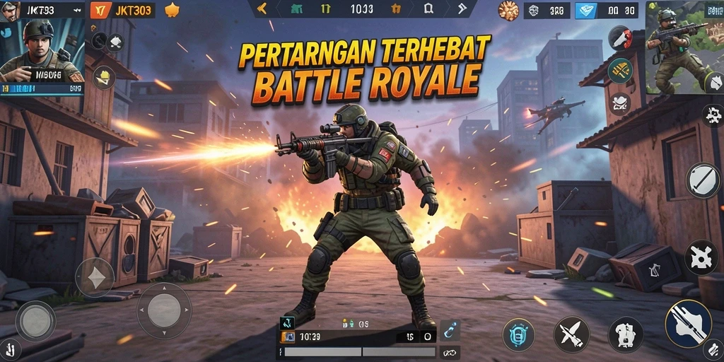 Gameplay seru dalam JKT303, aksi Battle Royale nyata.