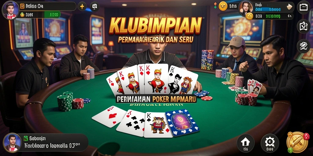 Screenshot gameplay KLUBIMPIAN menampilkan suasana poker yang mendebarkan.