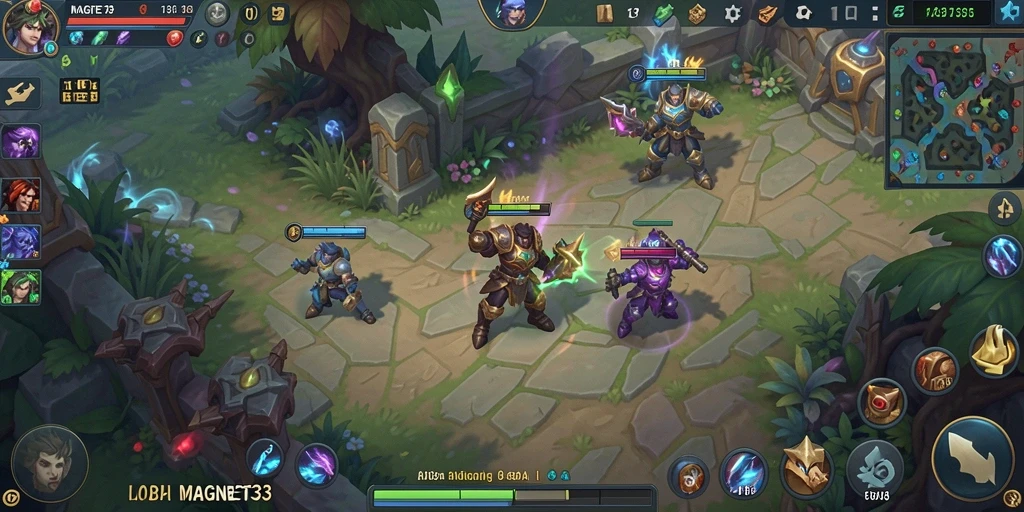 Tampilan gameplay MOBA yang seru dan mendebarkan.