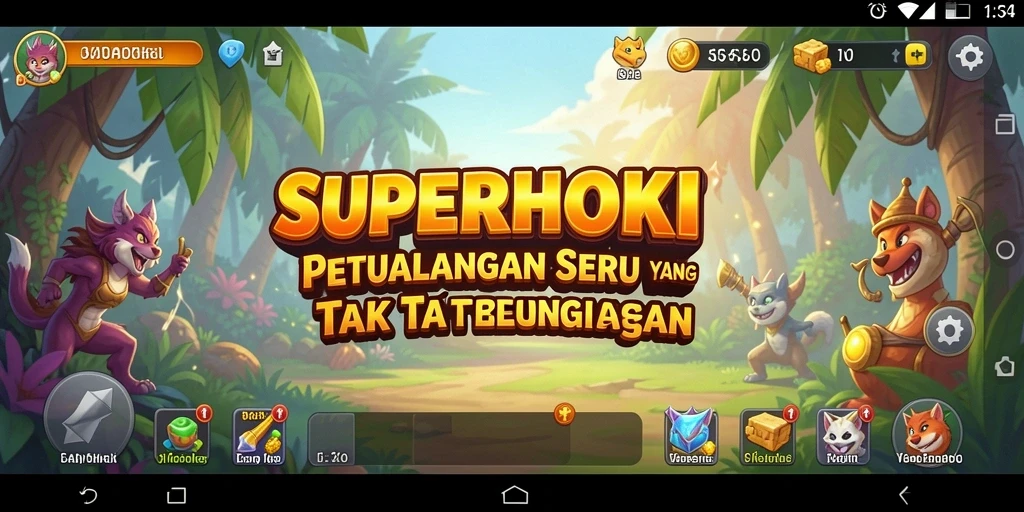 Screenshot gameplay SUPERHOKI menunjukkan karakter menjelajahi hutan yang rimbun.